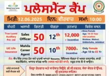 ਜ਼ਿਲ੍ਹਾ ਰੋਜ਼ਗਾਰ ਅਤੇ ਕਾਰੋਬਾਰ ਬਿਊਰੋ ਵਿਖੇ 12 ਜੂਨ ਨੂੰ ਲਗਾਇਆ ਜਾ ਰਿਹਾ ਹੈ ਪਲੇਸਮੈਂਟ ਕੈਂਪ ਜ਼ਿਲ੍ਹਾ ਰੋਜ਼ਗਾਰ ਉਤਪਤੀ, ਹੁਨਰ ਵਿਕਾਸ ਅਤੇ ਸਿਖਲਾਈ ਅਫ਼ਸਰ ਸ੍ਰੀਮਤੀ ਕੰਵਲਪੁਨੀਤ ਕੌਰ ਨੇ ਜਾਣਕਾਰੀ ਦਿੰਦੇ ਹੋਏ ਦੱਸਿਆ ਕਿ ਜ਼ਿਲ੍ਹਾ ਰੋਜ਼ਗਾਰ ਅਤੇ ਕਾਰੋਬਾਰ ਬਿਊਰੋ ਸ੍ਰੀ ਮੁਕਤਸਰ ਸਾਹਿਬ ਵਿਖੇ 12 ਜੂਨ ਨੂੰ ਪਲੇਸਮੈਂਟ ਕੈਂਪ ਲਗਾਇਆ ਜਾ ਰਿਹਾ ਹੈ। ਉਨ੍ਹਾਂ ਦੱਸਿਆ ਕਿ ਇਸ ਪਲੇਸਮੈਂਟ ਕੈਂਪ