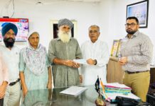 ਮਰਹੂਮ ਰਣਦੀਪ ਸਿੰਘ ਦੇ ਪਰਿਵਾਰ ਨੂੰ CM ਰਾਹਤ ਫੰਡ ਤੋਂ ₹2 ਲੱਖ ਦੀ ਸਹਾਇਤਾ