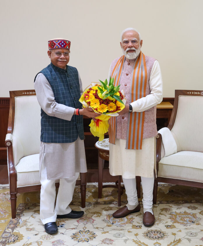 Aj Di Awaaj ਹਿਮਾਚਲ ਦੇ ਰਾਜਪਾਲ ਸ਼ਿਵ ਪ੍ਰਤਾਪ ਸ਼ੁਕਲਾ ਦੀ ਪ੍ਰਧਾਨ ਮੰਤਰੀ ਨਰਿੰਦਰ ਮੋਦੀ ਨਾਲ ਸ਼ਿਸ਼ਟਾਚਾਰ ਮੁਲਾਕਾਤ