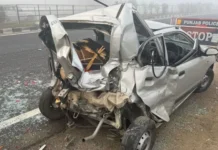 ਮੋਗਾ ਵਿੱਚ ਸੜਕ ਹਾਦਸਾ: ਬੱਸ ਵੱਲੋਂ ਪੁਲਿਸ ਦੀਆਂ 3 ਗੱਡੀਆਂ ਨੂੰ ਟੱਕਰ