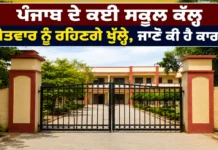 ਪੰਜਾਬ ਦੇ ਕਈ ਸਕੂਲ ਐਤਵਾਰ ਨੂੰ ਵੀ ਰਹਿਣਗੇ ਖੁੱਲ੍ਹੇ