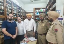 ਯੁੱਧ ਨਸ਼ਿਆਂ ਵਿਰੁੱਧ ਮੁਹਿੰਮ ਤਹਿਤ ਦੋ ਮੈਡੀਕਲ ਸਟੋਰਾਂ ਦੀ ਚੈਕਿੰਗ
